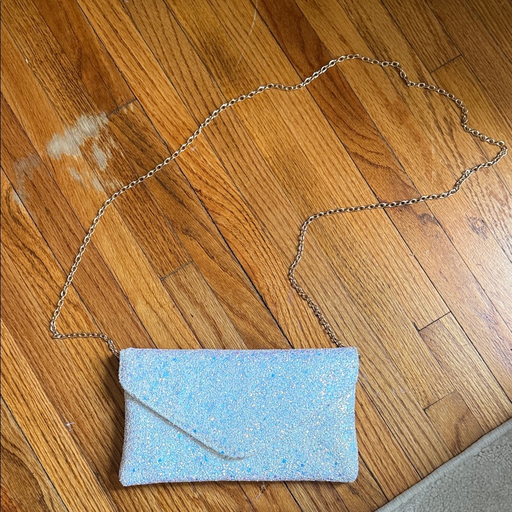 Elegant Glitter Clutch with Chain Strap